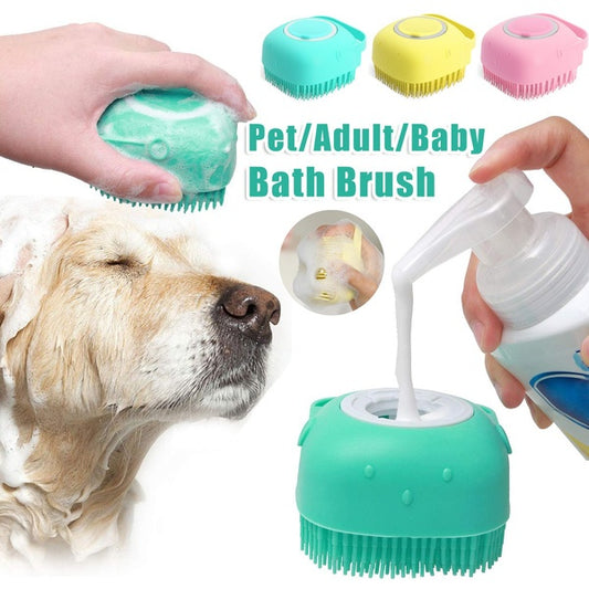 Silicone Pet Bath & Grooming Gloves – Shampoo & Massage Brush