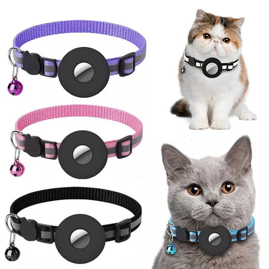 Reflective Collar Waterproof Holder Case For Airtag Air Tag Airtags Protective Cover Cat Dog Kitten Puppy Nylon Collar - Tier Vet